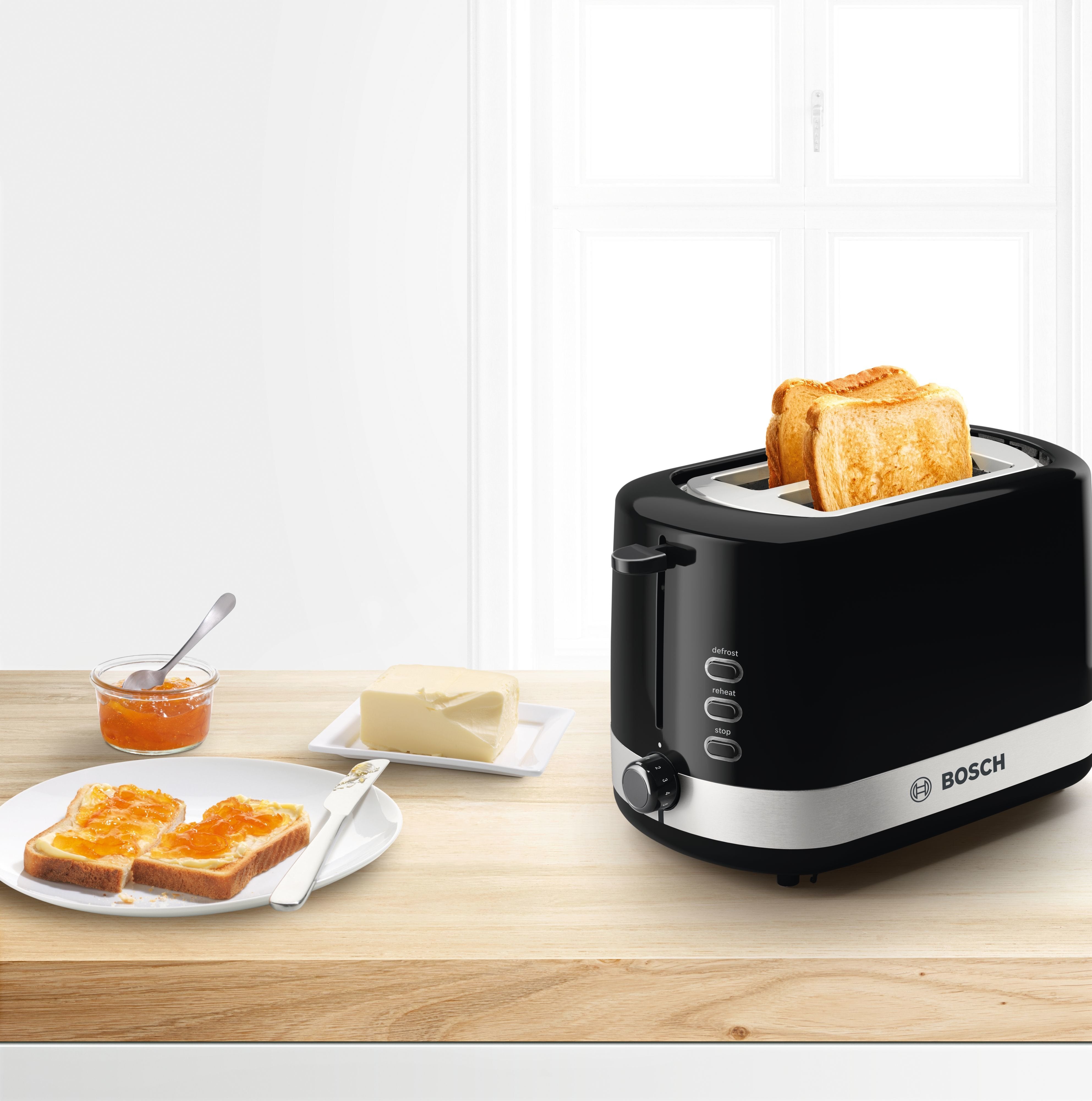 EAN 4242005369782 - Bosch TAT6A513 tostadora 2 rebanada(s) 800 W Negro, Acero inoxidable imagen 3