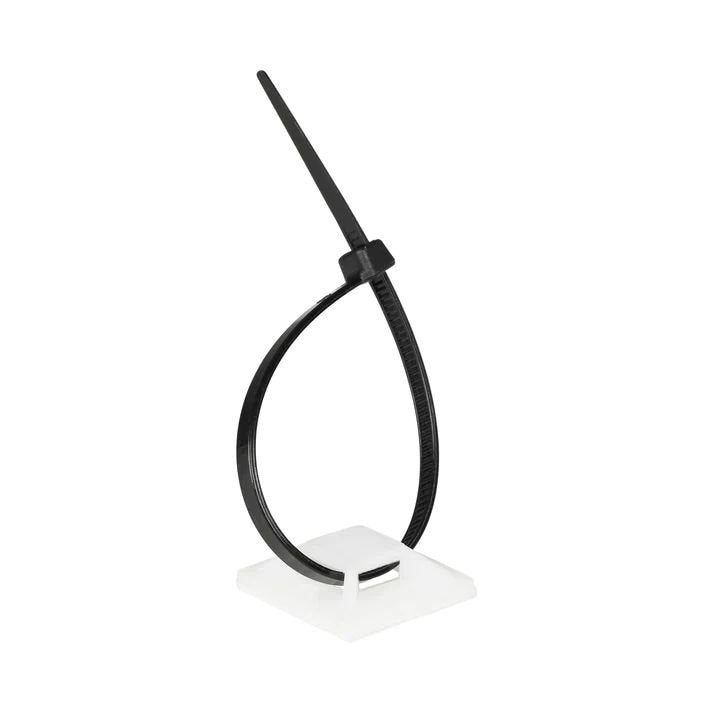 Self-Adhesive Zip Tie Mounts, - 25mm X 25mm, 50pcs, White - Warranty: 60m