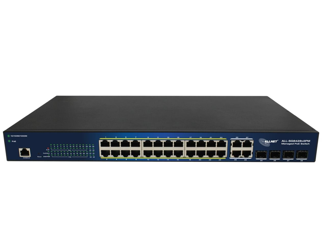 Allnet Switch Smart Managed Layer2 24 Port &Hll Poe Hdget 370w &Hll 24x Poe At &Hll 4x Sfp &Hll 19\" &Hll All-Sg8428v2pm