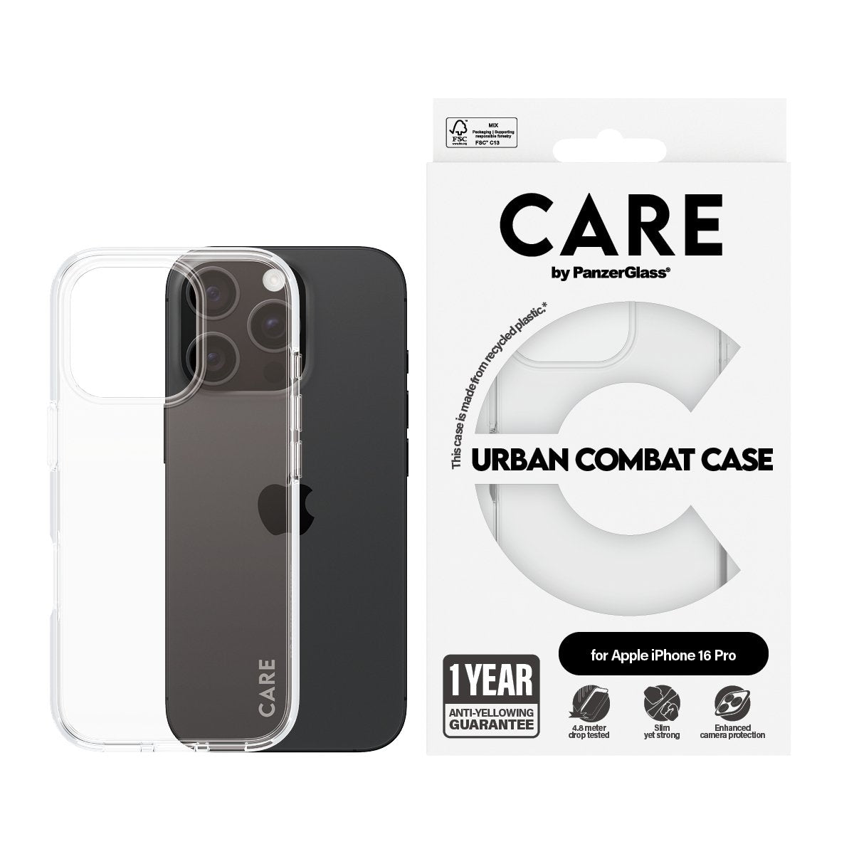 EAN 5715685004209 - PanzerGlass CARE™ by ® Urban Combat Case Transparent iPhone 16 Pro funda para teléfono móvil Transparente imagen 2