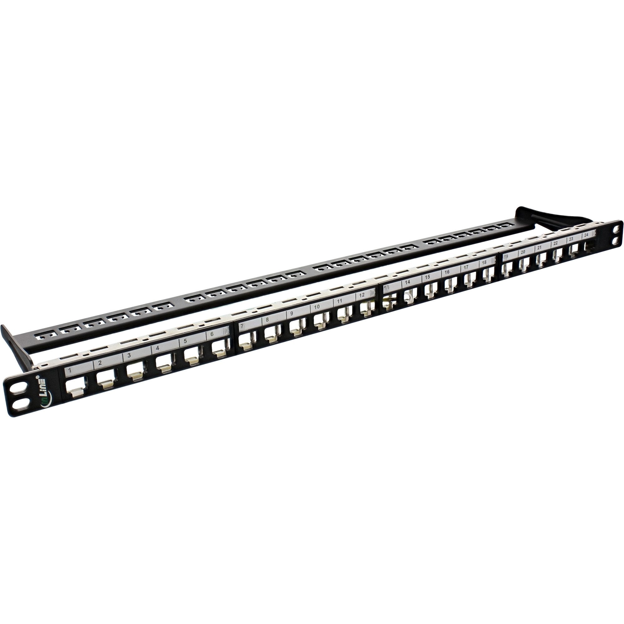 Patch Panel Inline Blank 19" 24 Puertos 0.5u Negro Para Keystones Rj45