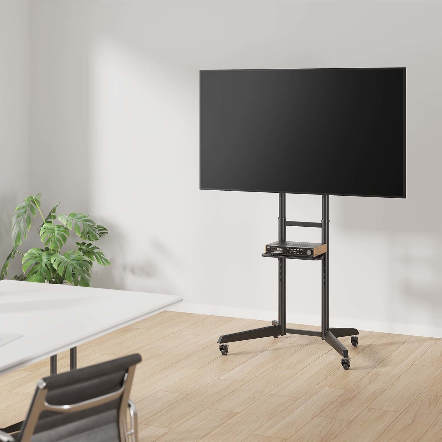 Aisens Soporte De Suelo Eco Con Rueda - Bandeja Para Dvd Para Monitor/Tv 50kg De 37-70 - Negro