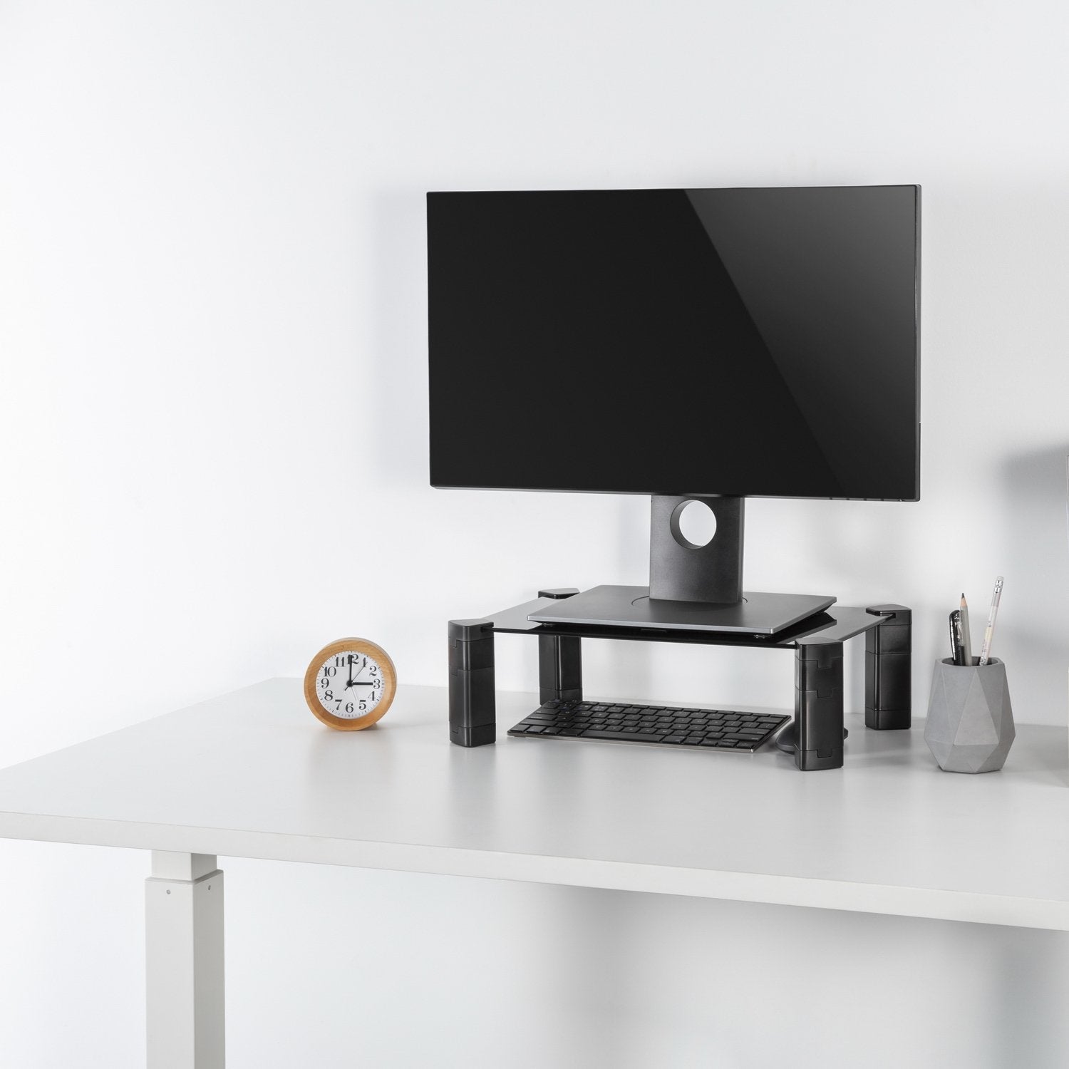 Aisens Soporte Elevador Cristal Para Monitor / Portatil - Negro