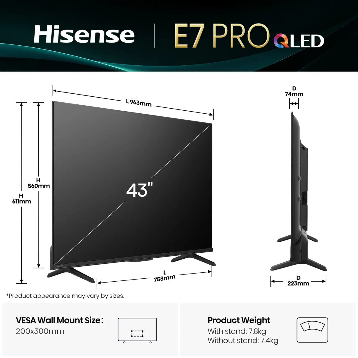 EAN 6942351424392 - Hisense 43E77Q PRO 109,2 cm (43") 4K Ultra HD Smart TV Wifi Negro imagen 2