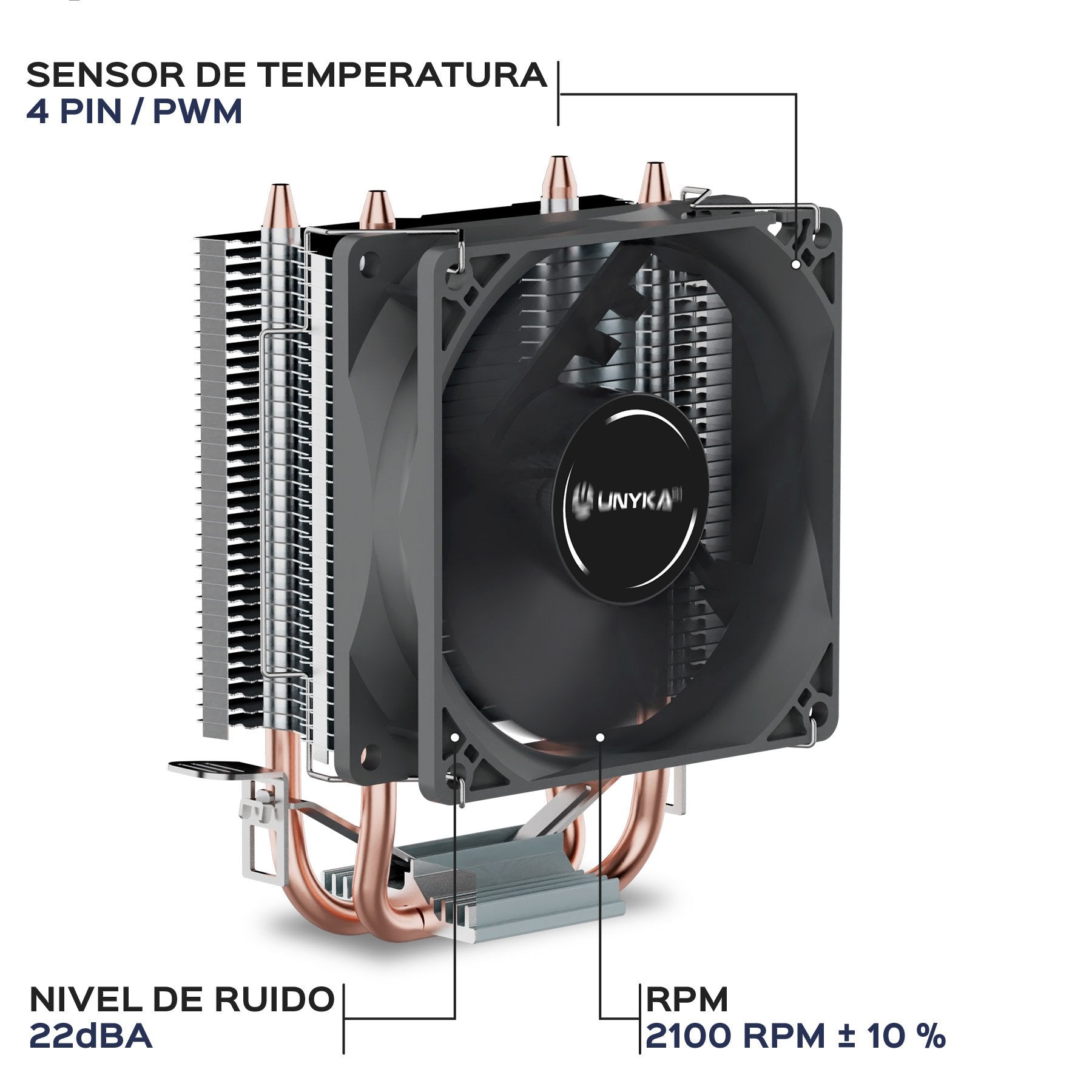 EAN 8436617921179 - UNYKAch UNYCOOL H20 Procesador Refrigerador de aire 9 cm Gris 1 pieza(s) imagen 4
