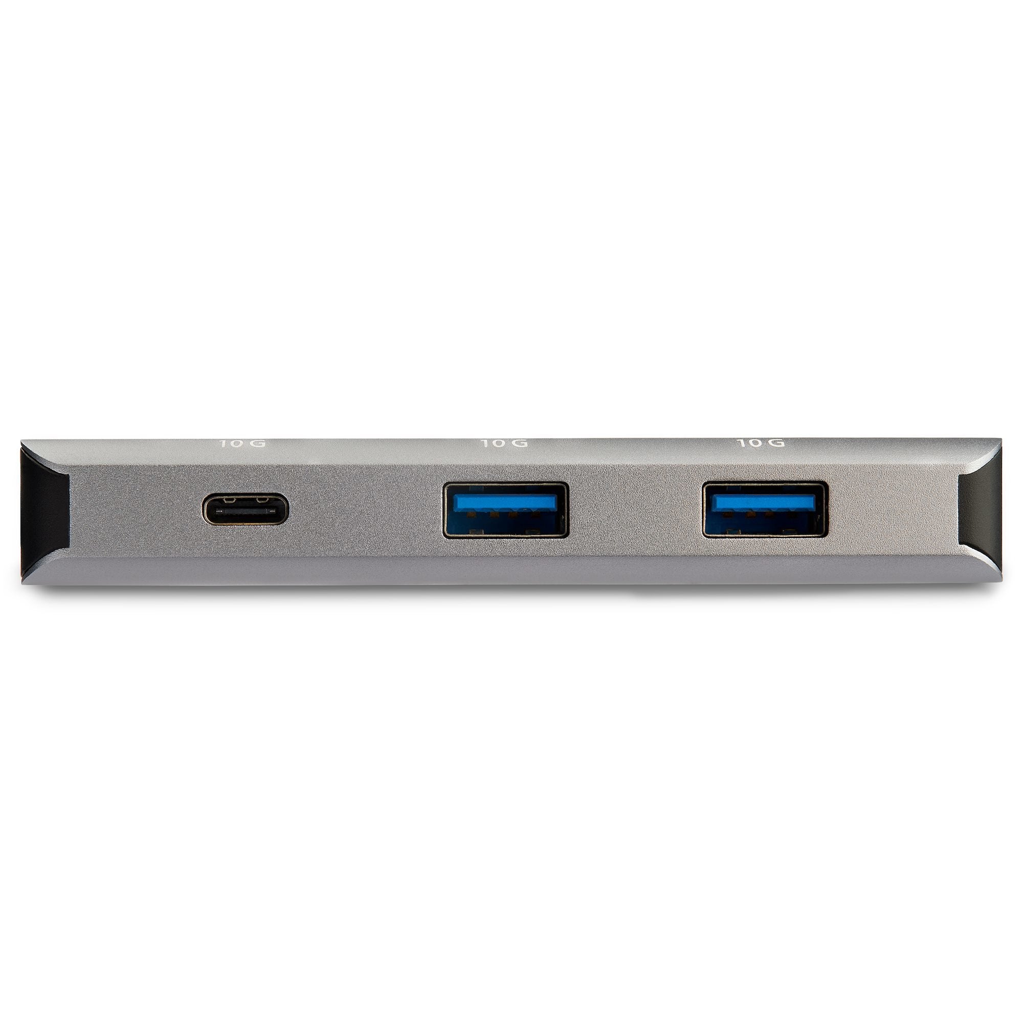 Startech.Com Hub Usb-C 10gbps De 3 Puertos Con Puerto De Red Ethernet - 2x Usb-A Y 1x Usb-C, Usb 3.2 Gen 2 (3.1 Gen 2) Type-C, Usb 3.1 (3.1 Gen 2) Type-A,Usb 3.1 (3.1 Gen 2) Type-C, 10000 Mbit/S, Negro, Gris, Aluminio, De Plástico, Rohs, Re