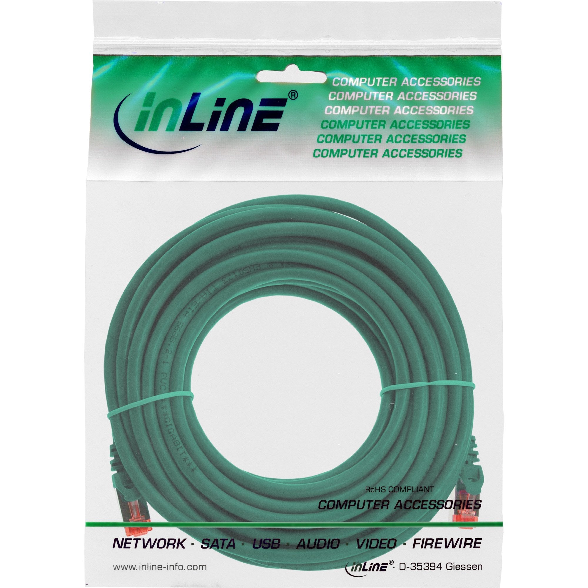 Cable De Red Inline S/Ftp Pimf Cat.6 250mhz Pvc Cobre Verde 30m