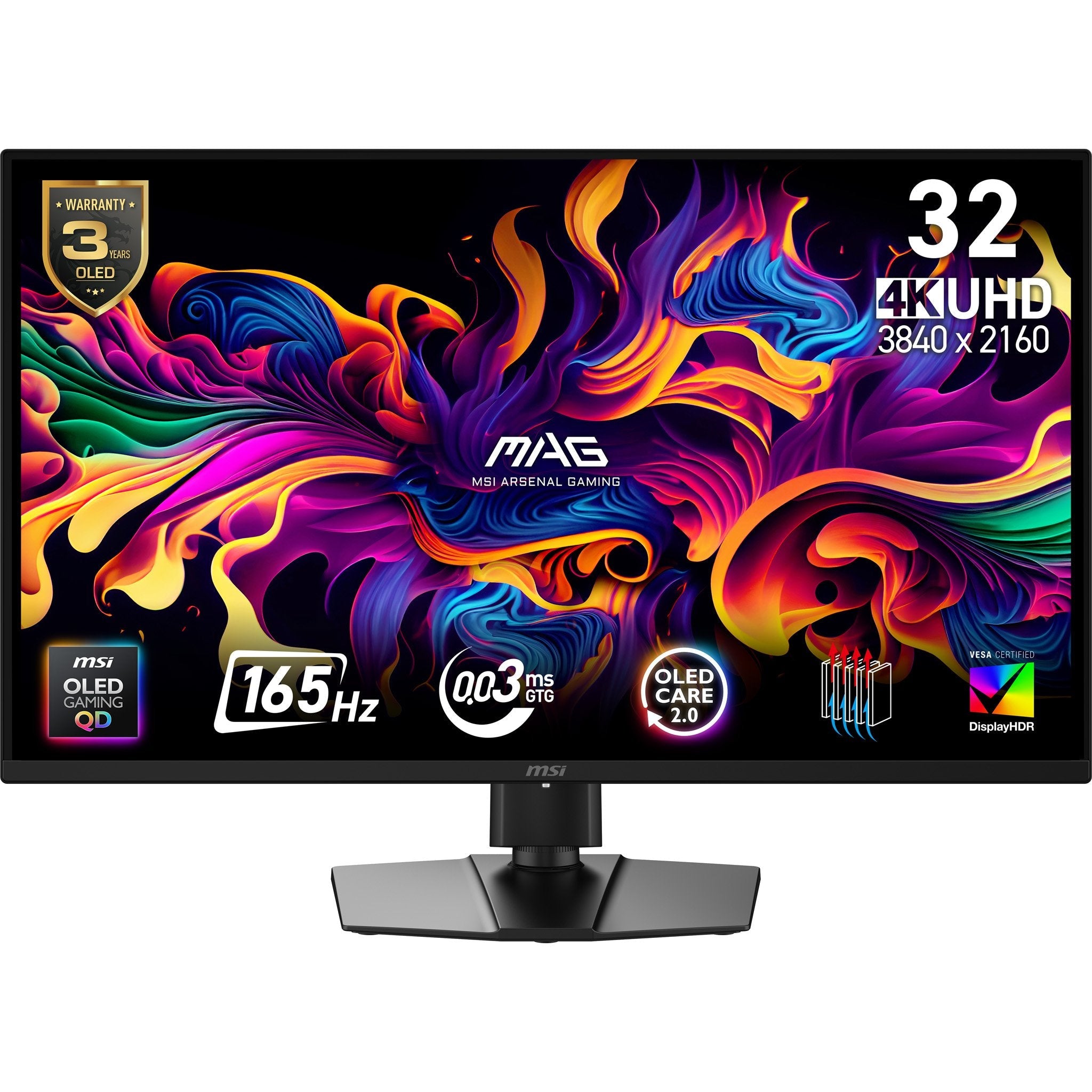 Msi Mag 322up Qd-Oled E16 31.5" Qd-Oled Uhd 165hz 0.03ms 2xhdmi2.1 Dp Height