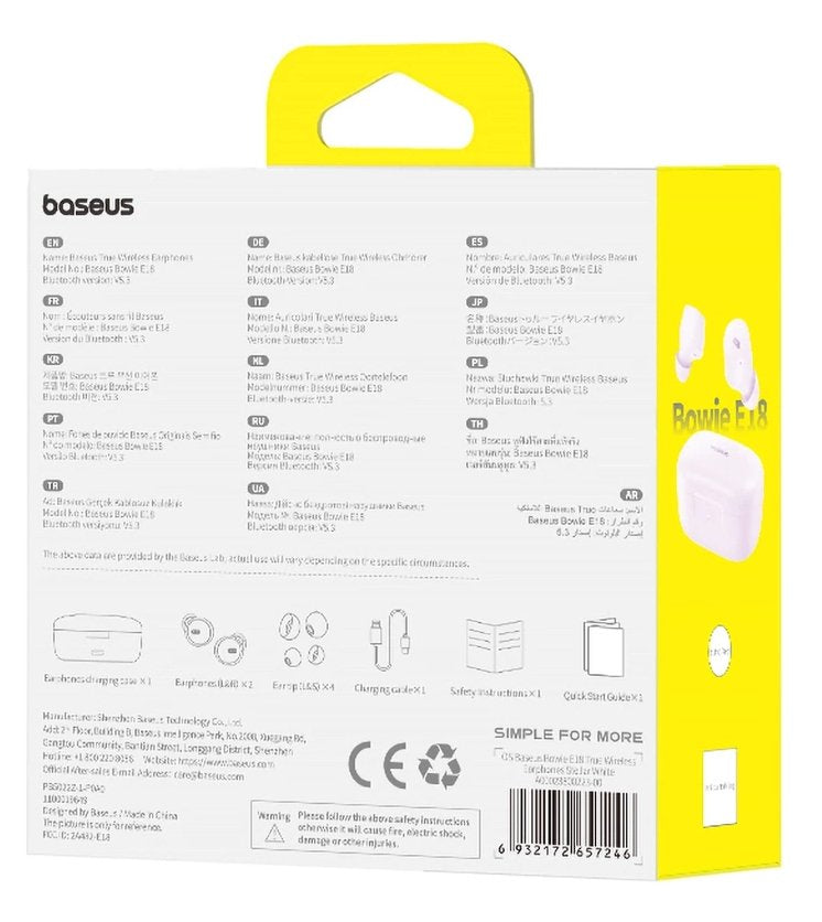EAN 6932172657239 - Baseus Bowie E18 Auriculares True Wireless Stereo (TWS) Dentro de oído Llamadas/Música USB Tipo C Bluetoo imagen 8