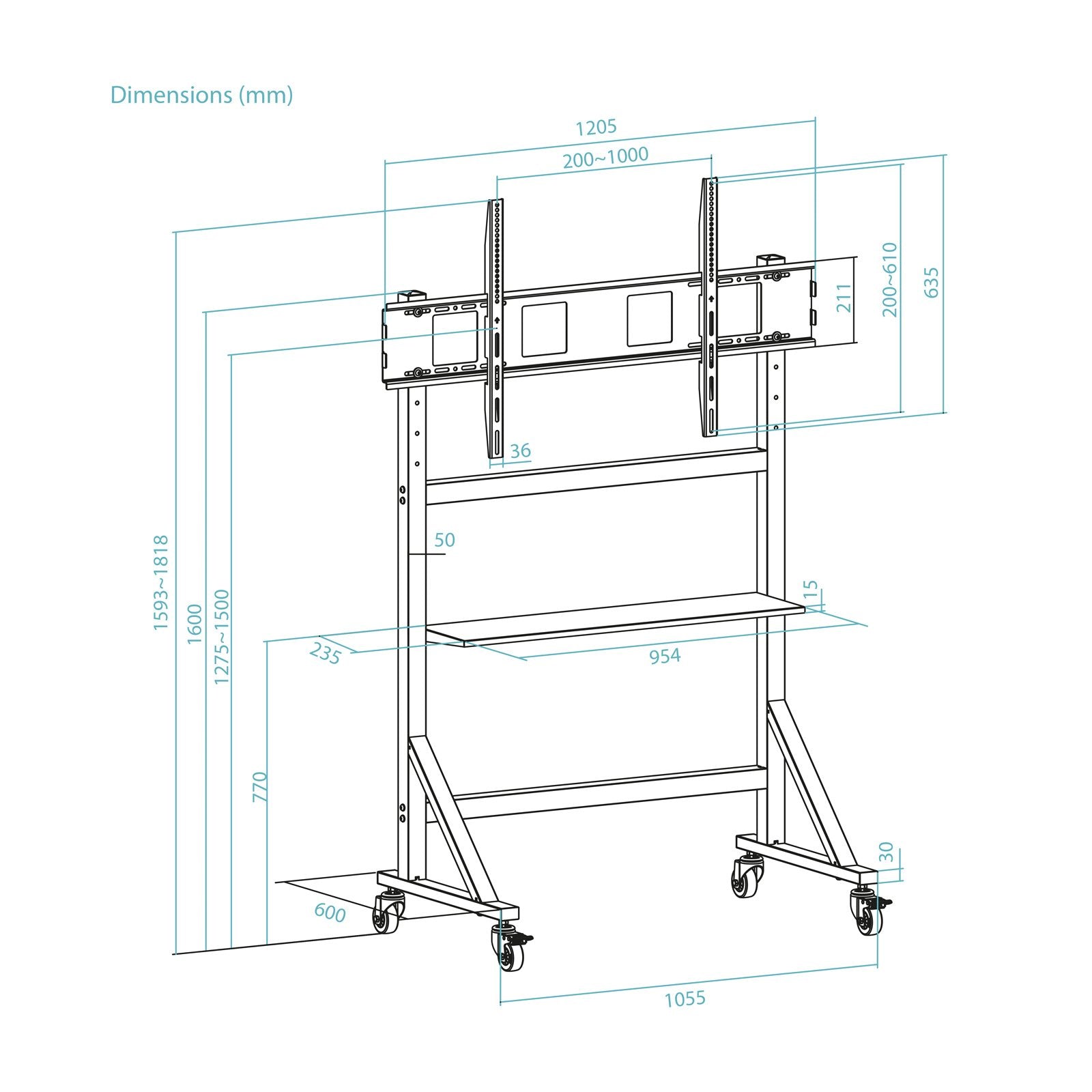 Soporte Suelo Ruedas "Optimus" 60-105"