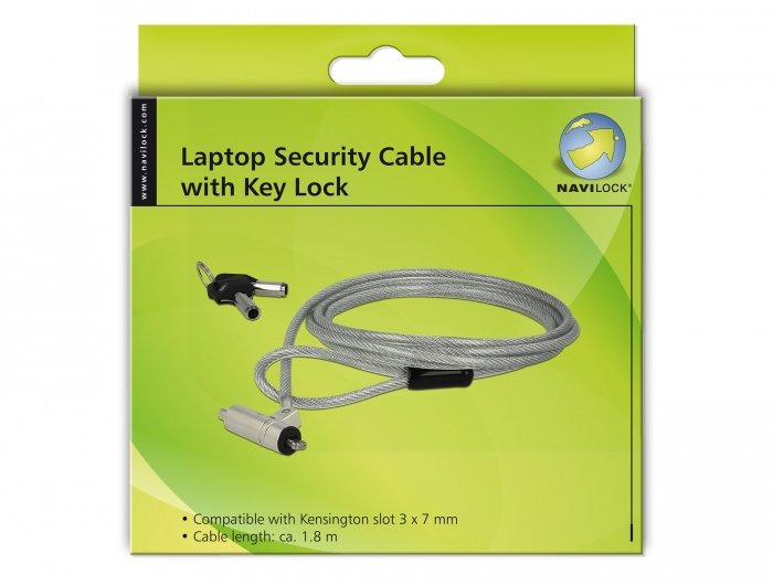 Navilock Notebook Cable De Seguridad Con Schlssel Fr Kensington Slot 3x7mm