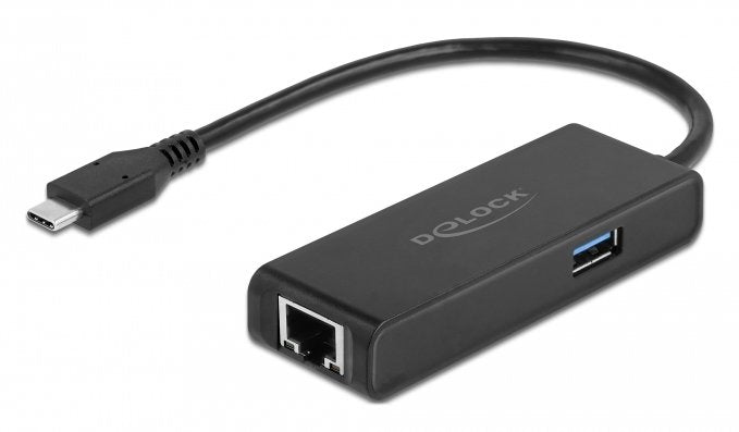Delock Usb 3.2 Gen 1 Adaptador, Conector Usb-C> Rj-45 + Usb-A Socket Negro, 15 Cm, Gigabit Lan 63826