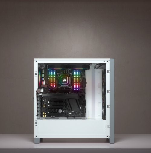 Caja Pc Corsair Icue 4000x Rgb Tempered Glass Blanca Cc-9011205-Ww Corsair Icue 4000x Rgb, Midi Tower, Pc, De Plástico, Acero, Vidrio Templado, Blanco, Atx, Juego