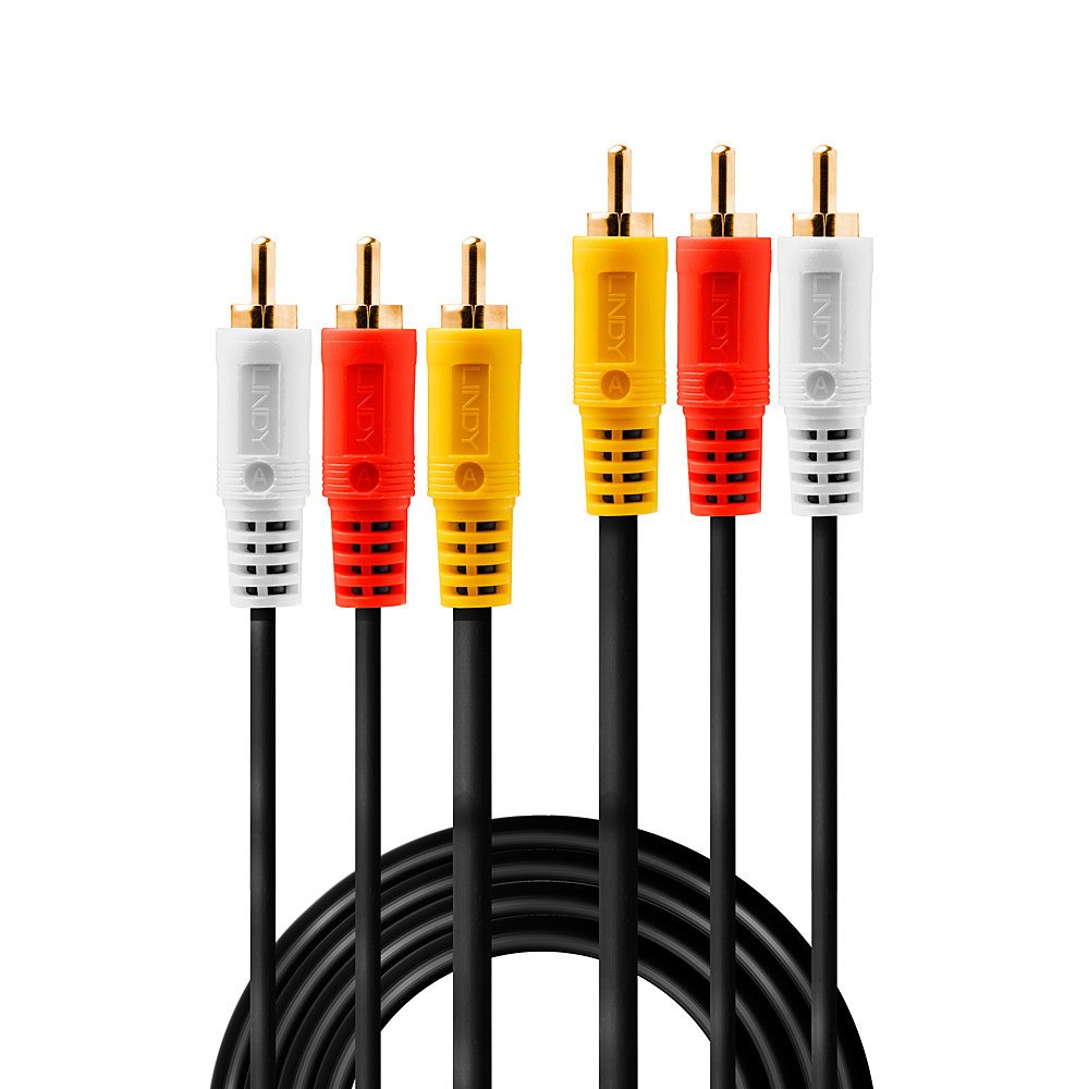 Lindy 35690 Cable De Audio 1 M 3 X Rca Negro, Rojo, Blanco, Amarillo