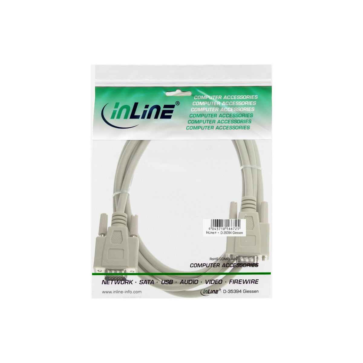 Cable Inline Vga 15hd Macho A Macho Gris 3m