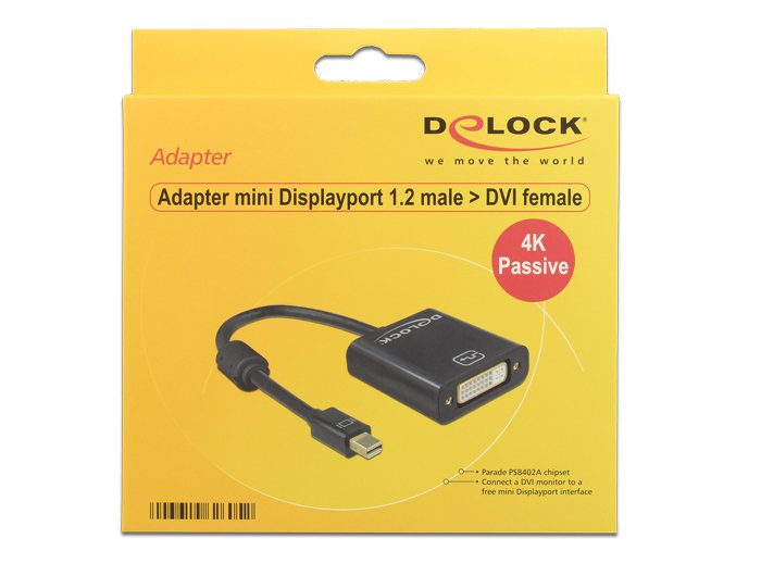 Delock Adaptador Mini Displayport 1.2 Macho > Dvi Hembra 4k Passiv Negro