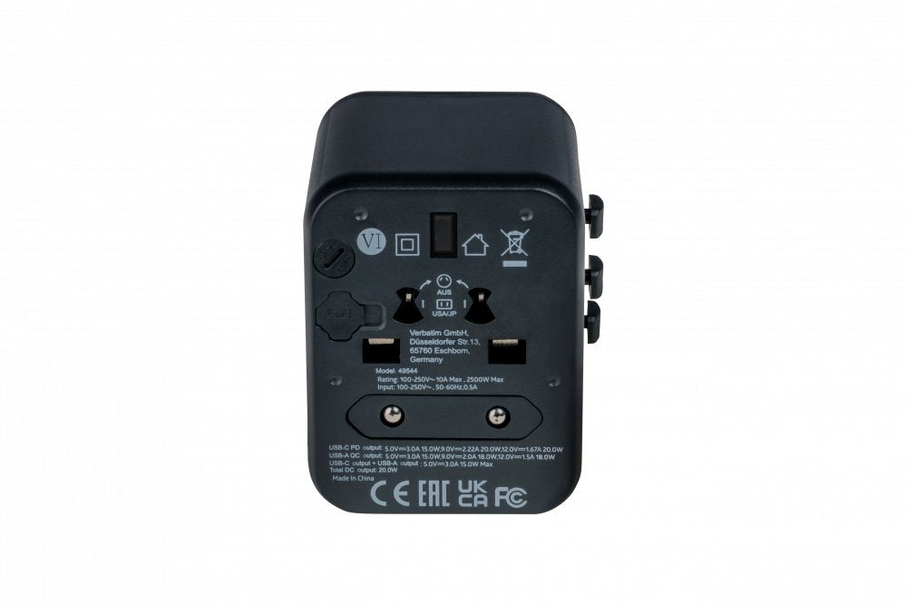 EAN 0023942495444 - Verbatim 49544 adaptador de enchufe eléctrico Universal Negro imagen 1