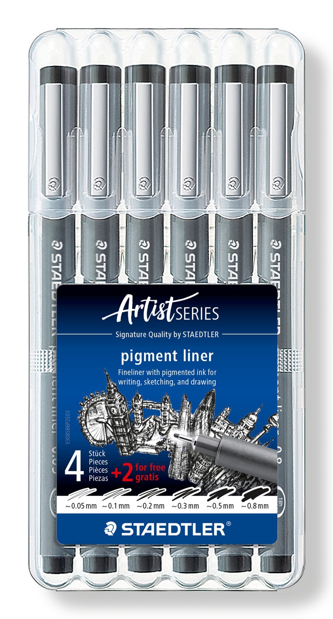 EAN 4007817308356 - Staedtler 308 SB6P rotulador de punta fina Negro 6 pieza(s) imagen 1
