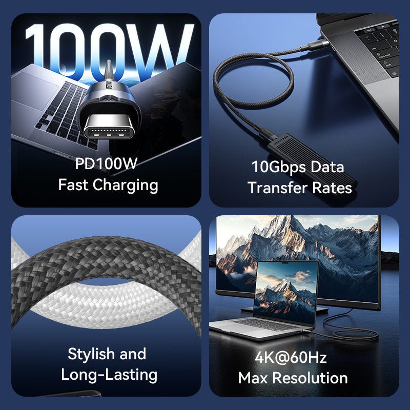 Cable Usb 3.2 Tipo-C 5a Vention Trgwd Usb Tipo-C Macho Usb Tipo-C Macho Hasta 100w 10gbps 50cm Blanco