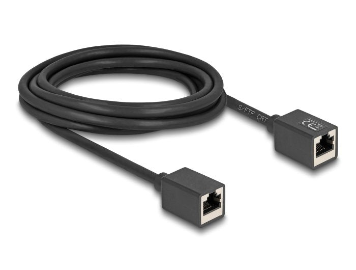 Delock Netzwerk Verlängerungscable Kupplung Rj45 Buchse Zu Rj45 Buchse Cat.6a S Ftp 3 M Schwarz