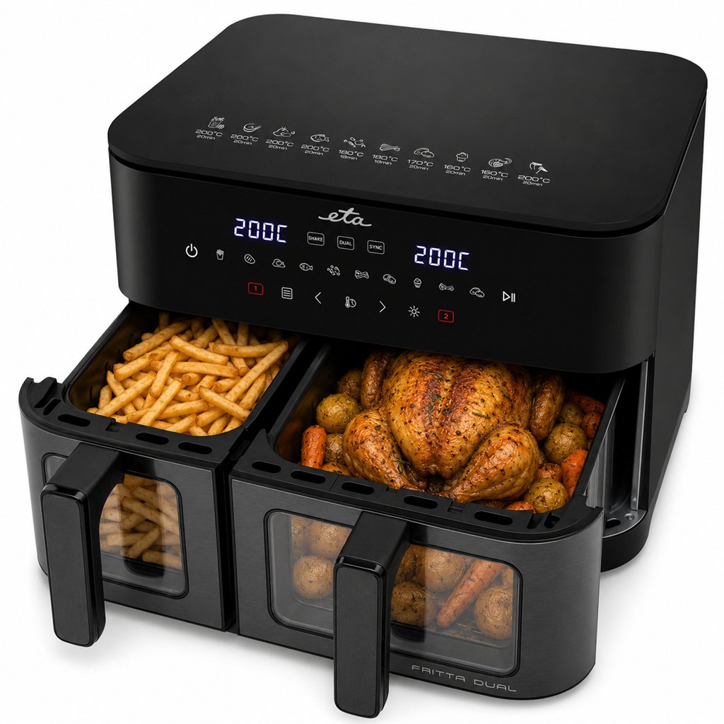 Eta Fritta Dual Eta316790000 Hot Air Fryer, 2600 W, 11 L, Black