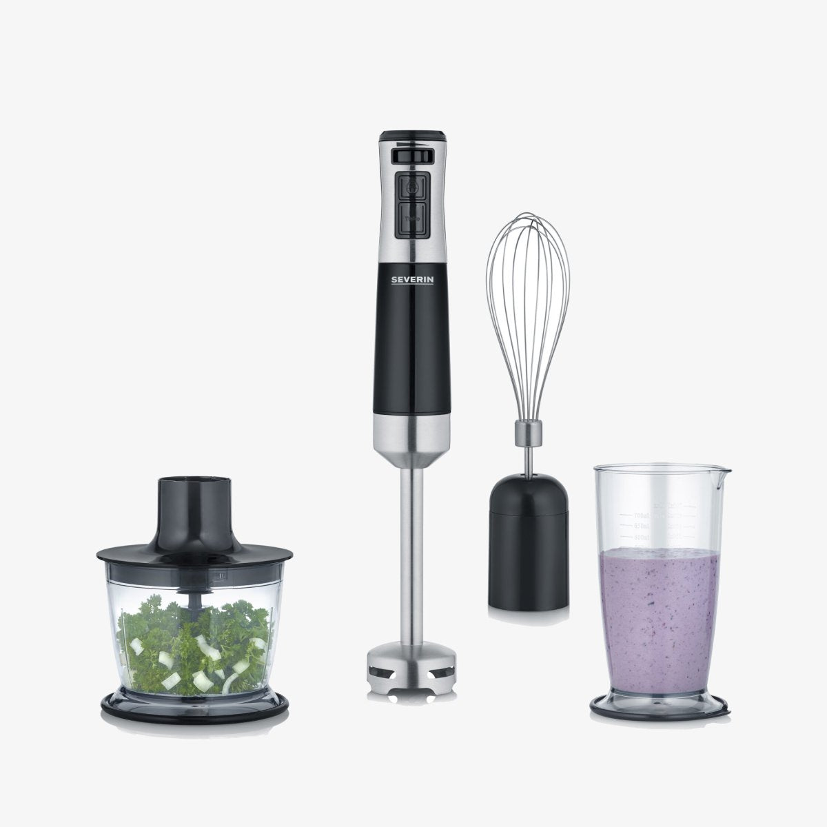 Batidora De Mano  Severin Sm 3772 Negra/Acero Inoxidable (Cepillado), Con Juego De Accesorios 4008146040689