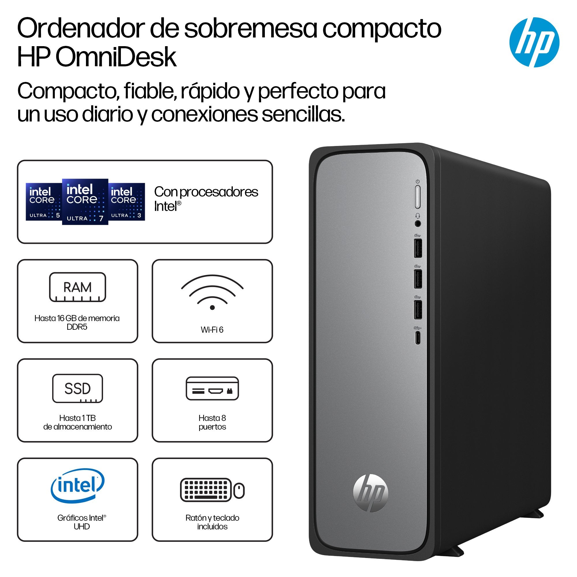 EAN 0199642962729 - HP OmniDesk Slim S03-0018ns Intel® Core™ i5 i5-14400 16 GB DDR5-SDRAM 512 GB SSD Windows 11 Home Torre PC imagen 3