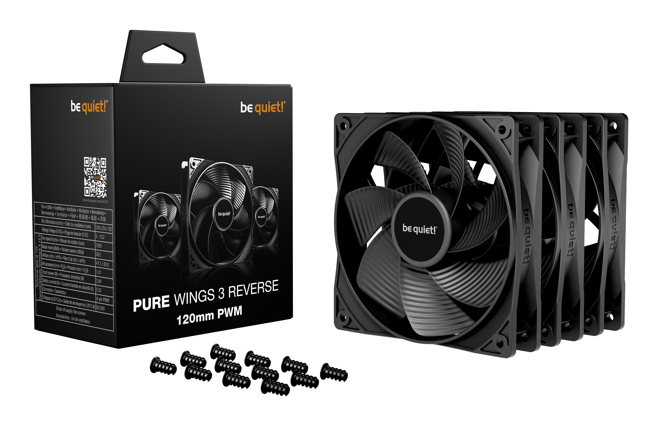 EAN 4260052193839 - be quiet! Pure Wings 3 120 mm PWM Reverse Triple Pack Black Carcasa del ordenador Ventilador 12 cm Negro  imagen 3