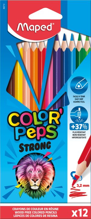Maped Lápices De Colores Color´Peps Strong Estuche De 12 + Lápiz + Sacapuntas C/Surtidos