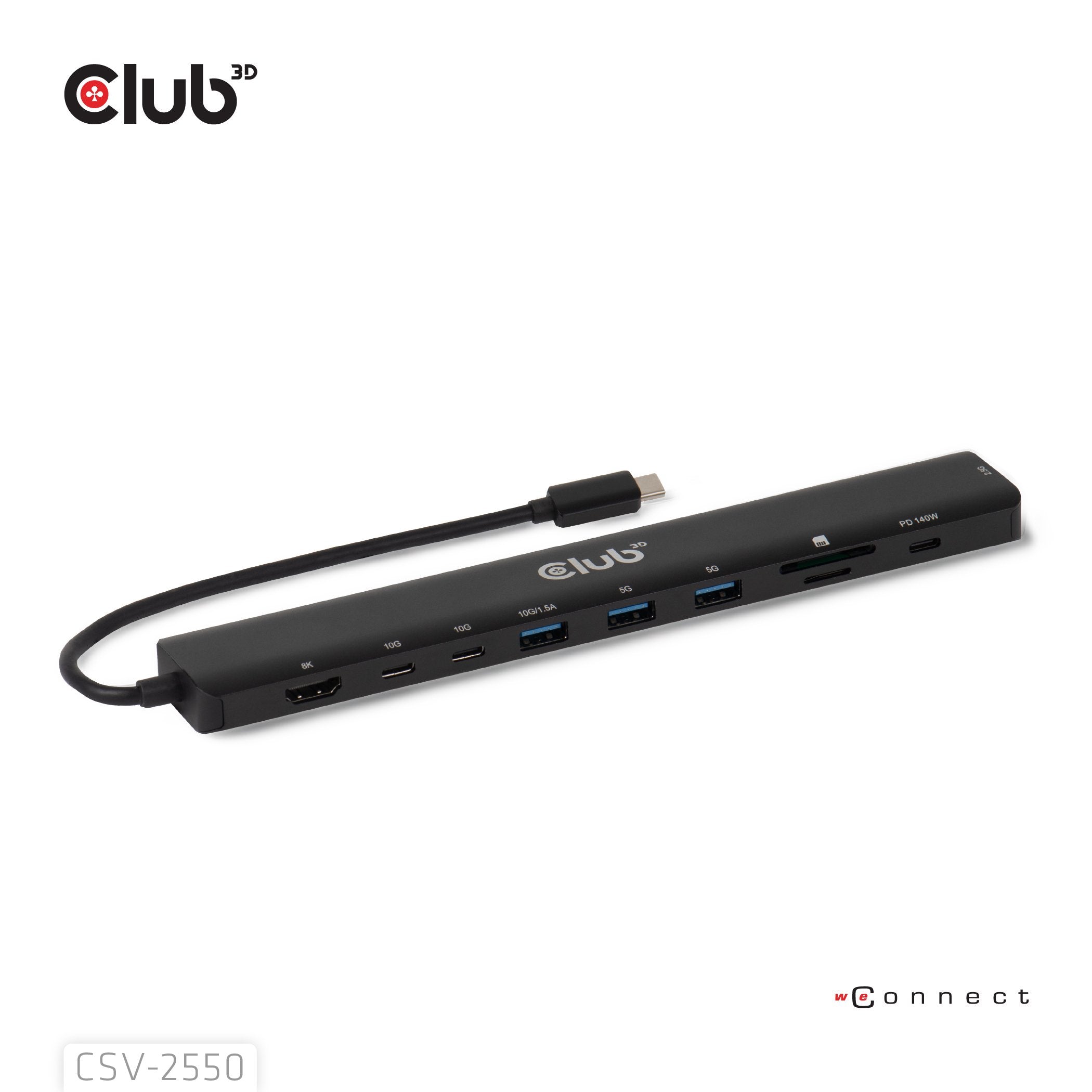 Club3d Tragbare Docking Usb-C ->2xusb-C 3xusb-A Hdmi Sd 140w Retail