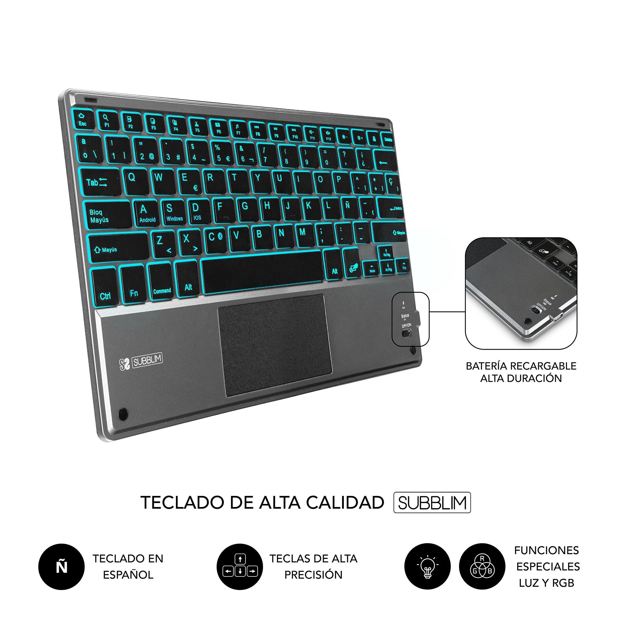 Funda Con Teclado Subblim Keytab Pro Bt Para Tablet Ipad 10.9' 10a Gen Negra