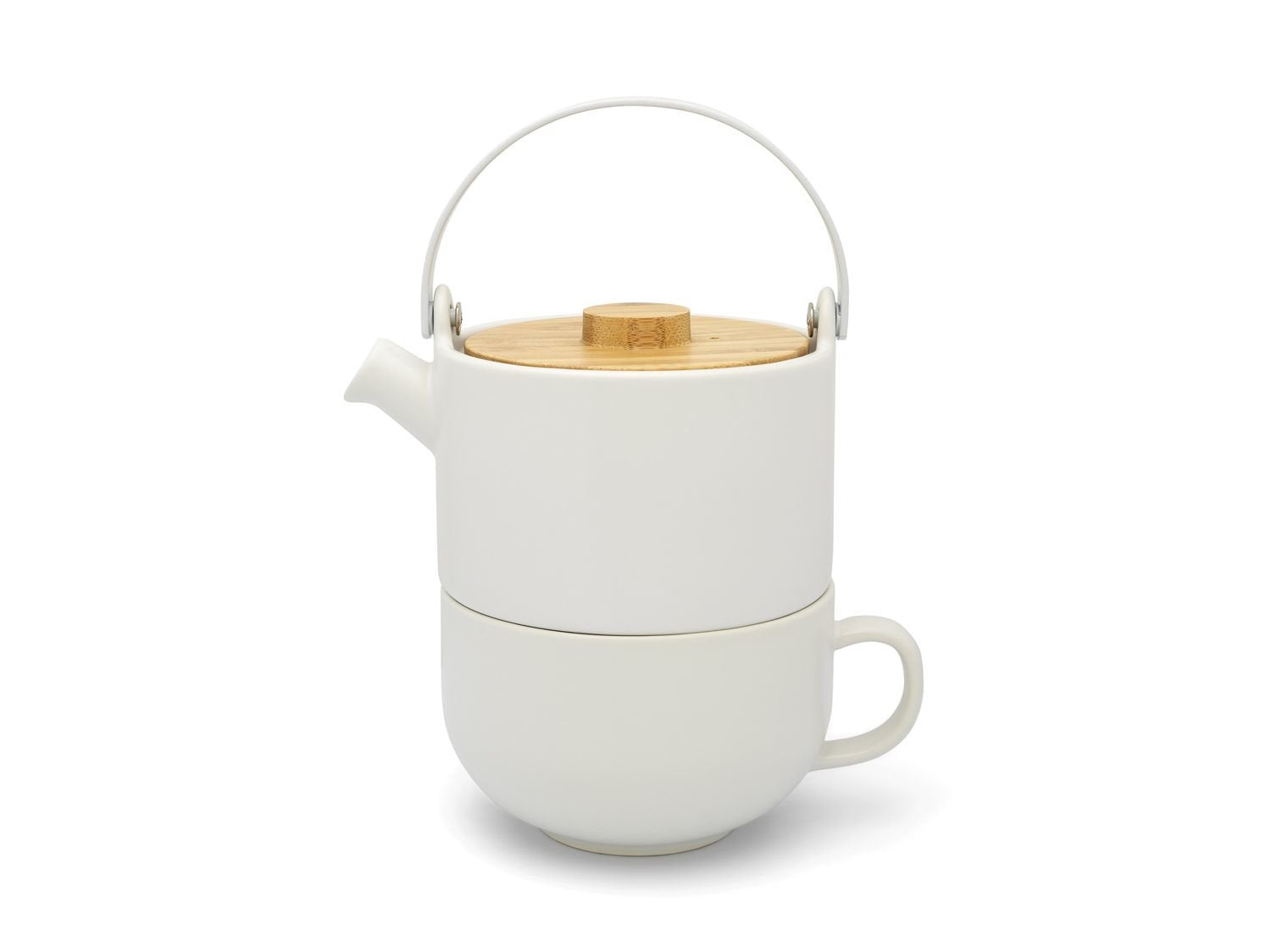 Tetera Bredemeijer Umea Blanco Con Tapa De Bambu 142007