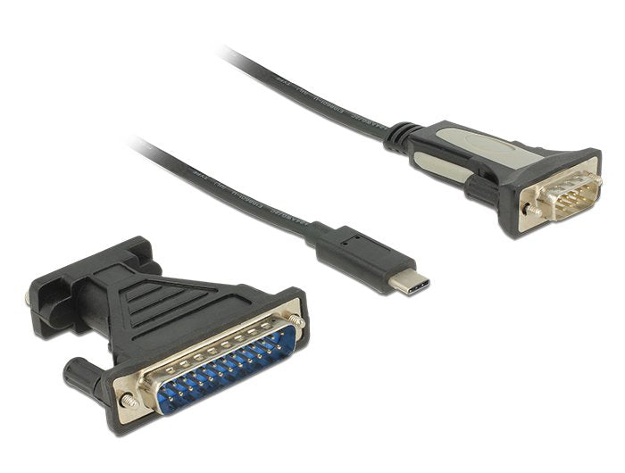 Delock Adaptador Usb Tipo-C > 1 X Serie Db9 Rs-232 + Adaptador Db25 1,8m