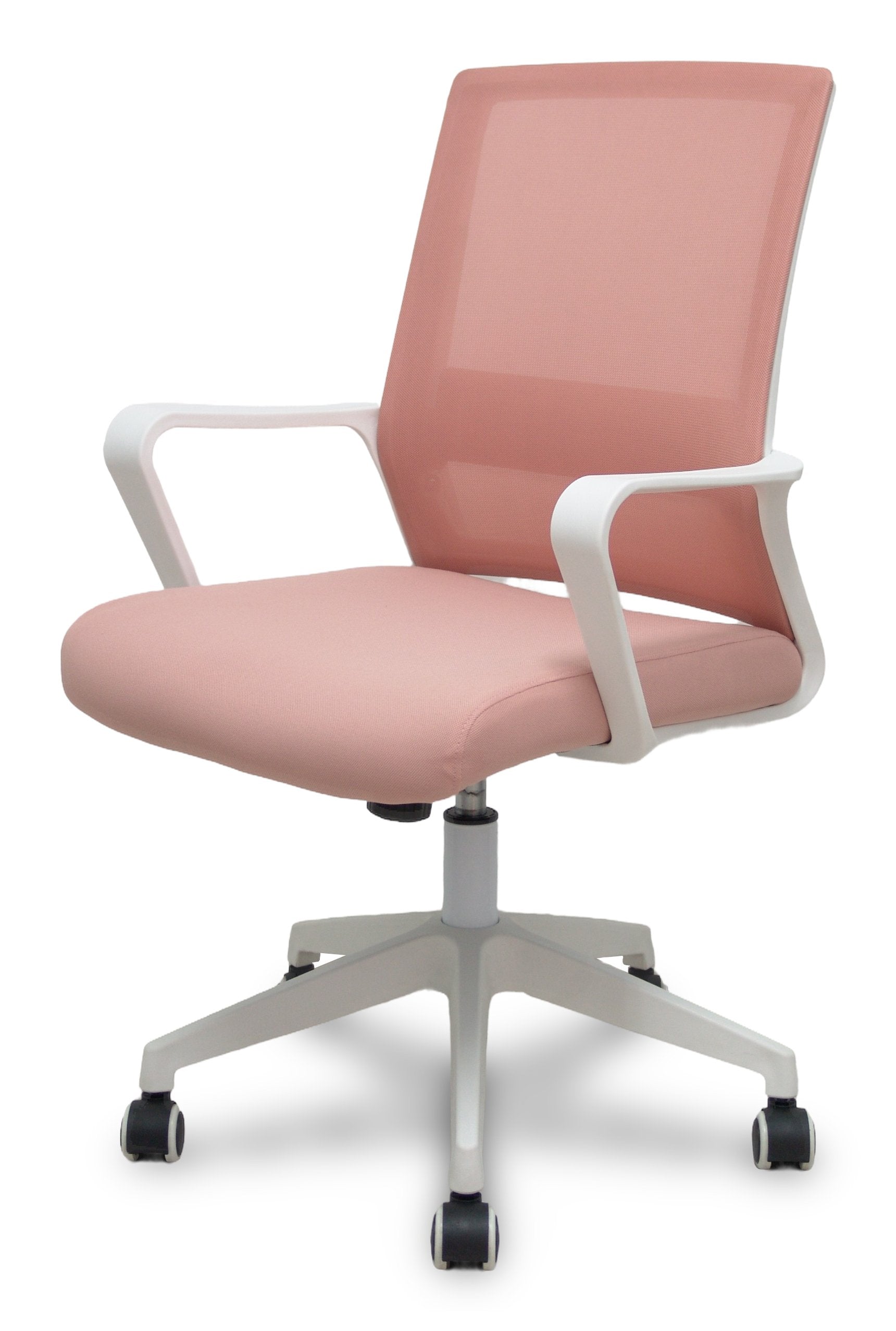 Piqueras Y Crespo Forol Silla Ergo535 Blanca Basculante Respaldo Malla Rosa Asiento Tela Rosa Ruedas Nailon