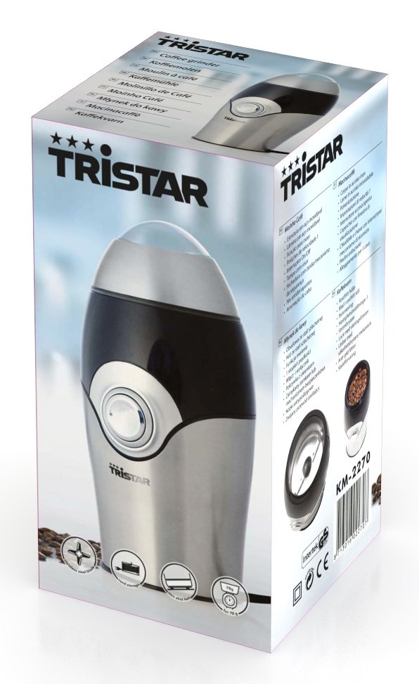 EAN 8713016022707 - Tristar KM-2270 molinillo de café 150 W Negro, Acero inoxidable imagen 4