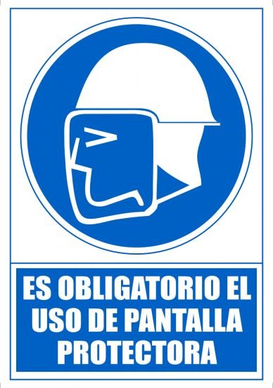 Archivo 2000 Señal "Obligatorio Uso De Pantalla Protectora" 210x297 Pvc Azul Y Blanco