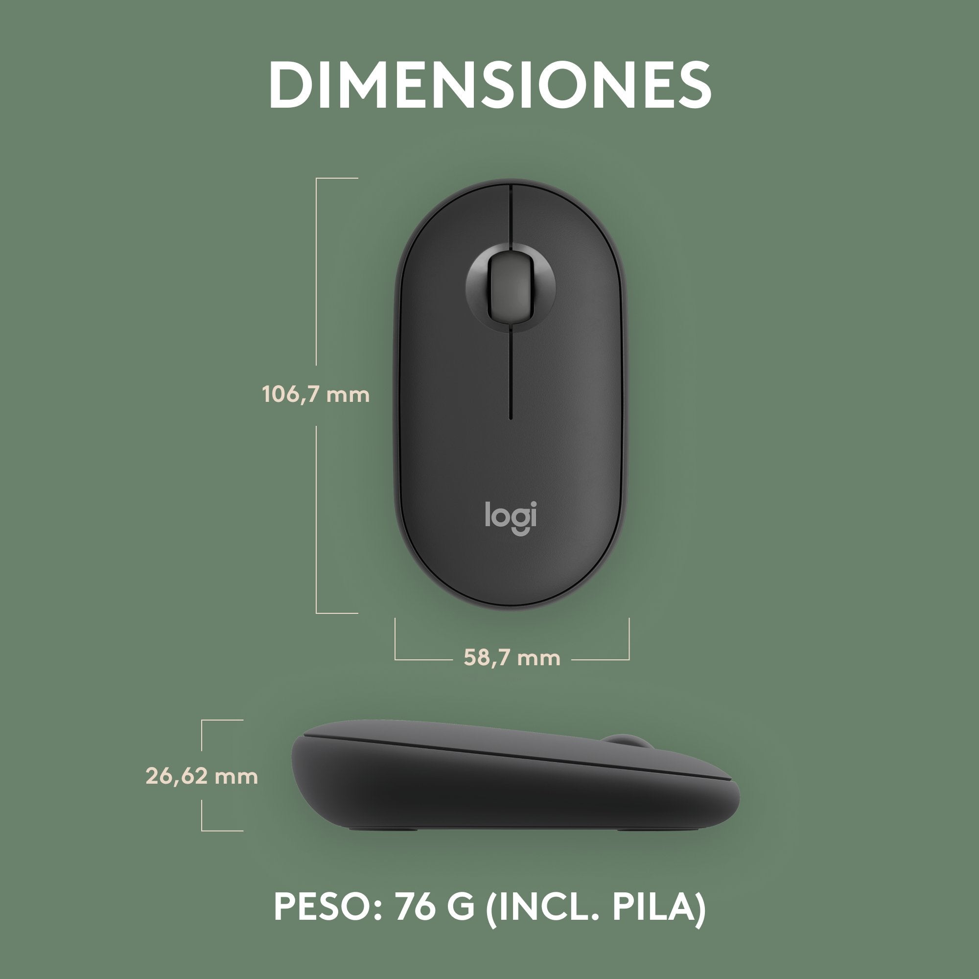 Raton Logitech Wireless Pebble 2 M350s Grafito 910-007015