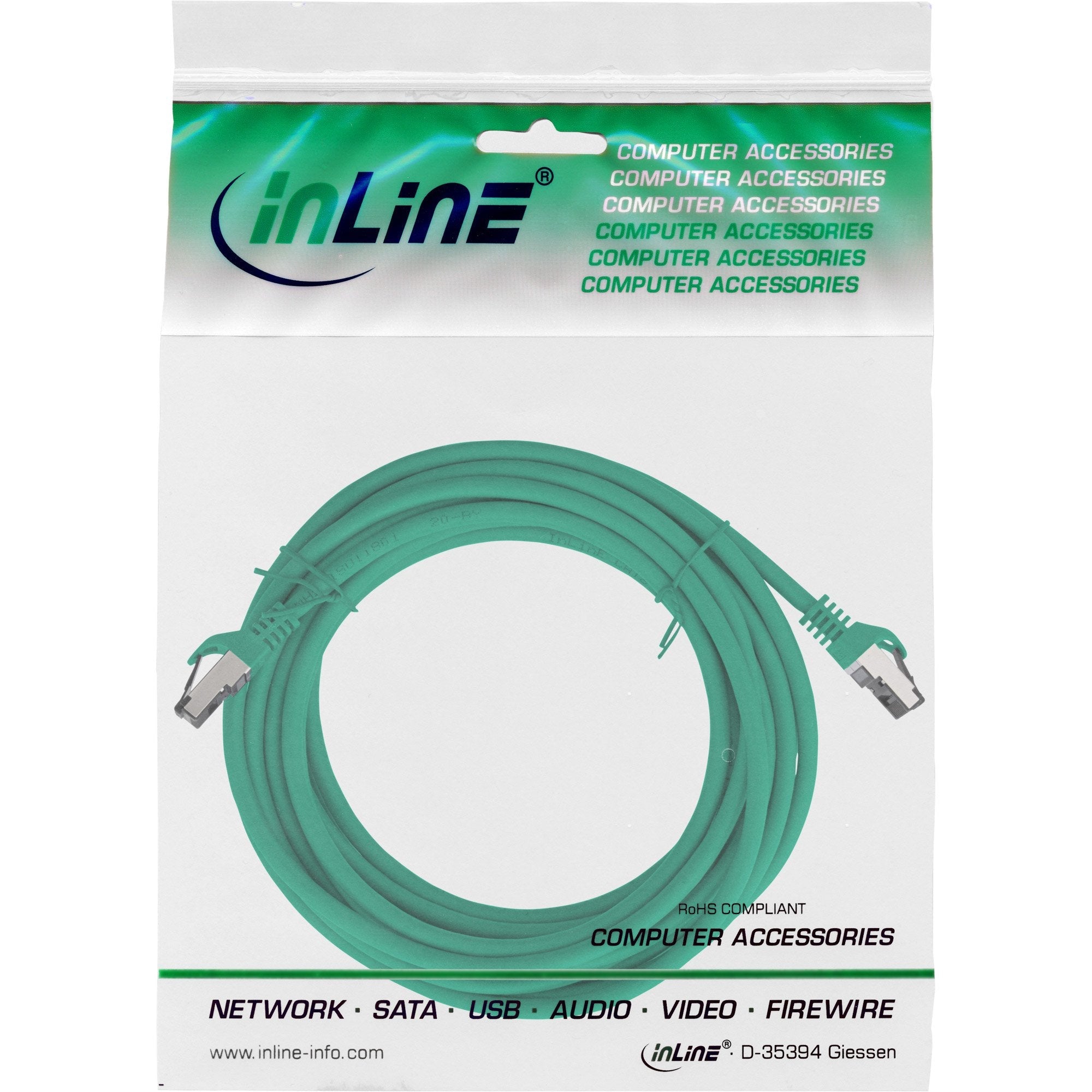 Cable De Red Inline S/Ftp Pimf Cat.8.1 Libre De Halógenos 2000mhz Verde 15m