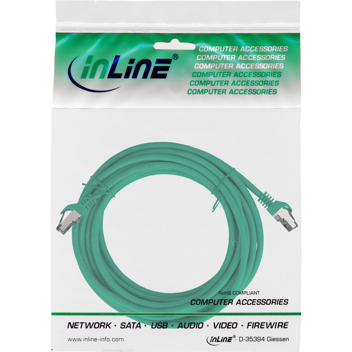 Cable De Red Inline S/Ftp Pimf Cat.8.1 Libre De Halógenos 2000mhz Verde 10m
