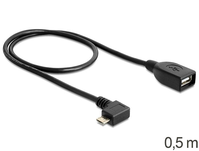 Delock Cable Usb Micro-B Macho > Usb 2.0-A Hembra Otg 50 Cm Angular