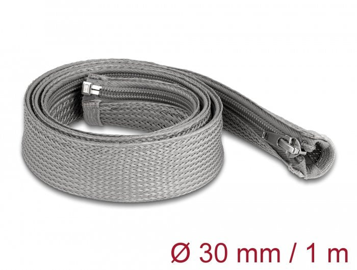 Delock Manga Trenzada Con Cremallera Resistente Al Calor 1 M X 30 Mm Gris