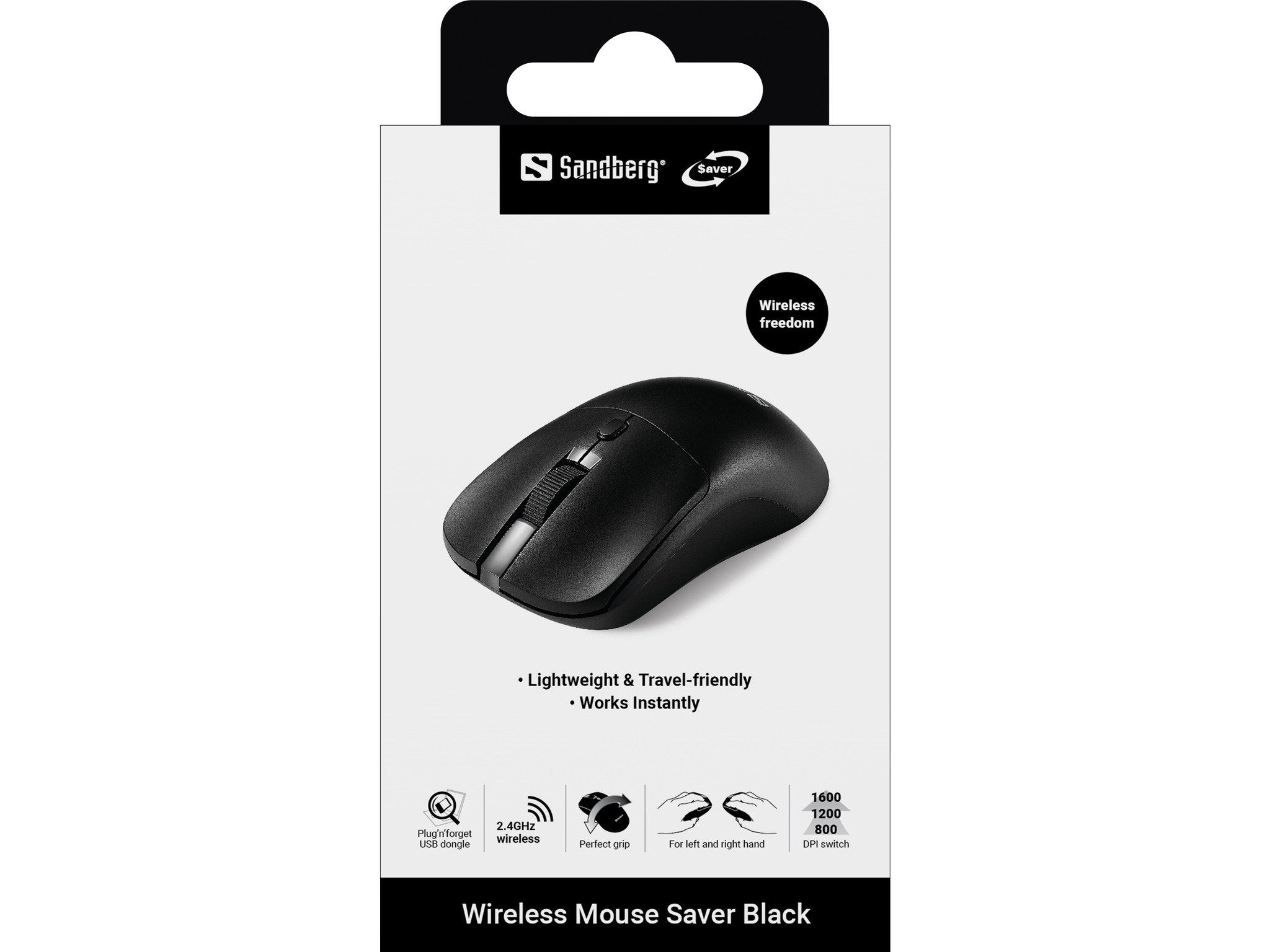 Wireless Mouse Saver Black Left+Right, Usb-A Dongle