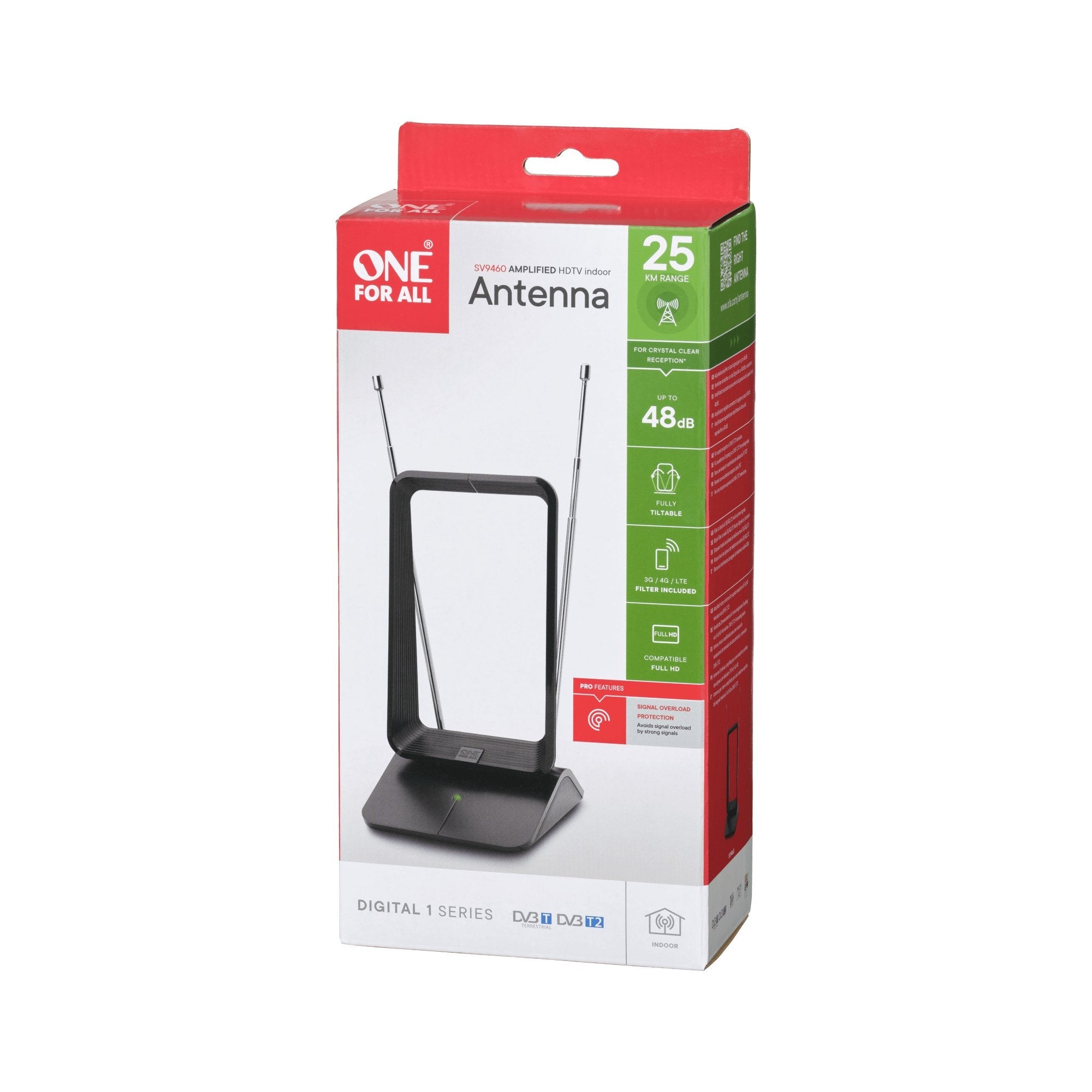 One For All Performance Line Dvb-T Signal Overload Protection Antenne 5g Antena De Televisión Interior