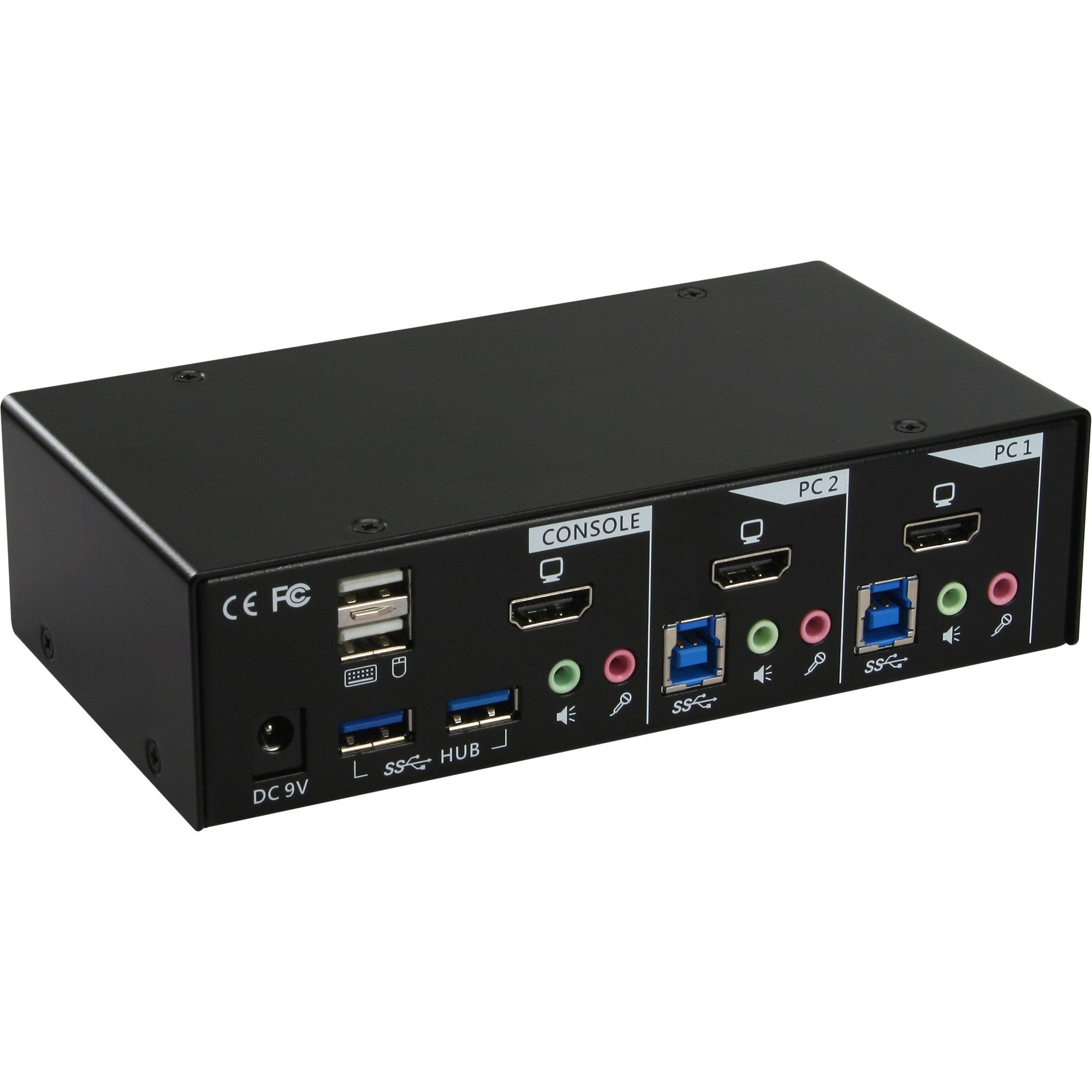 Switch Kvm Inline 2 Puertos Hdmi Usb 3.0 Hub Con Audio