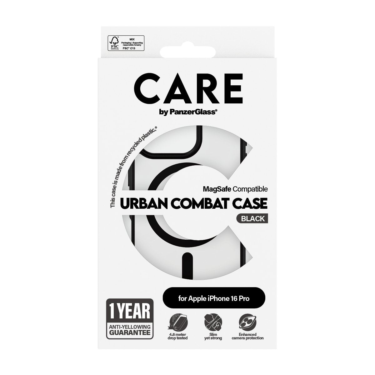 EAN 5715685004247 - PanzerGlass CARE™ by ® Urban Combat Case Transparent w. Black Frame & MagSafe iPhone 16 Pro funda para te imagen 3
