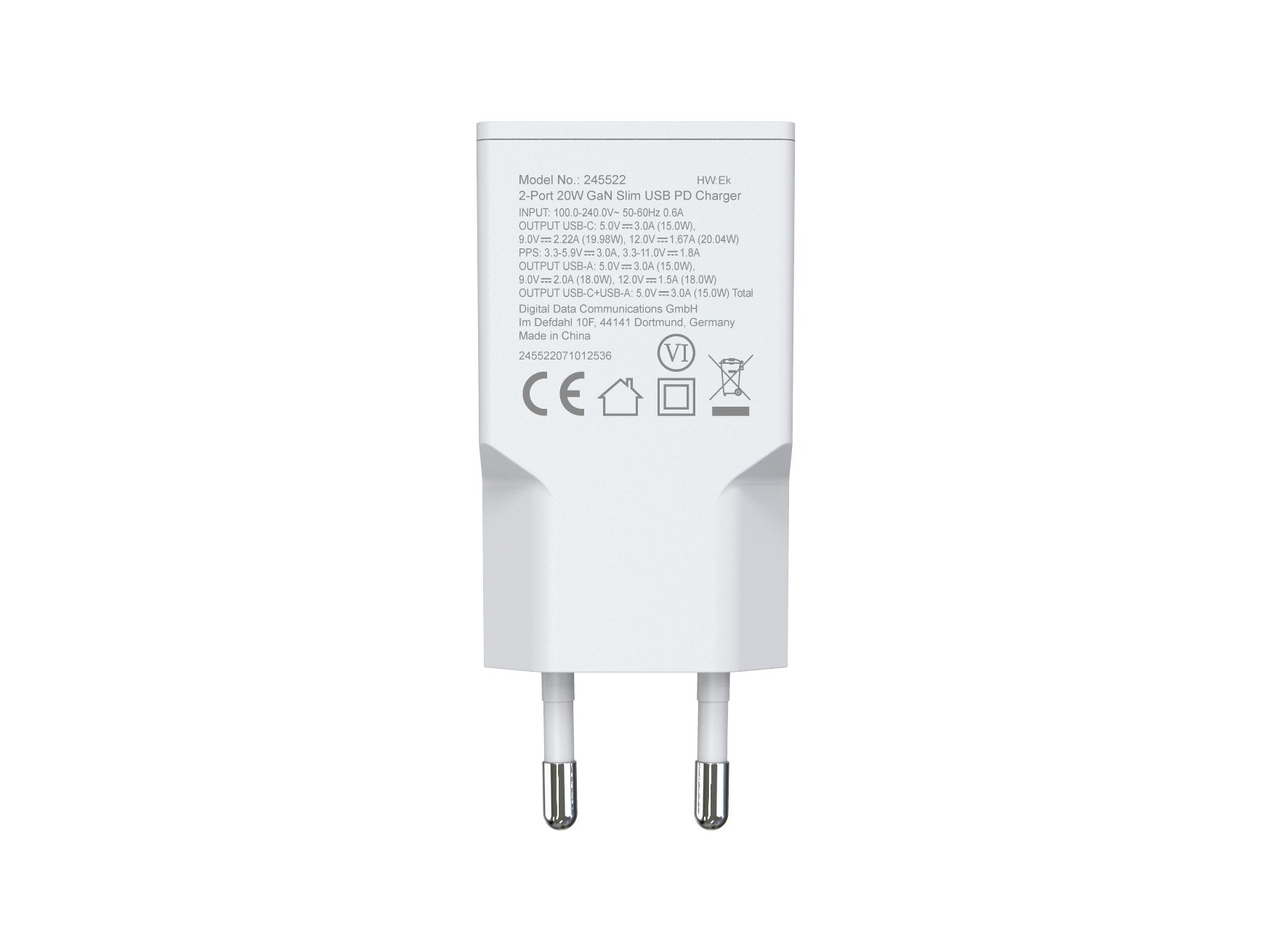 Equip Cargador 2port Usb-C Pd3.0 Usb-A Gan Slim 20w Blanco