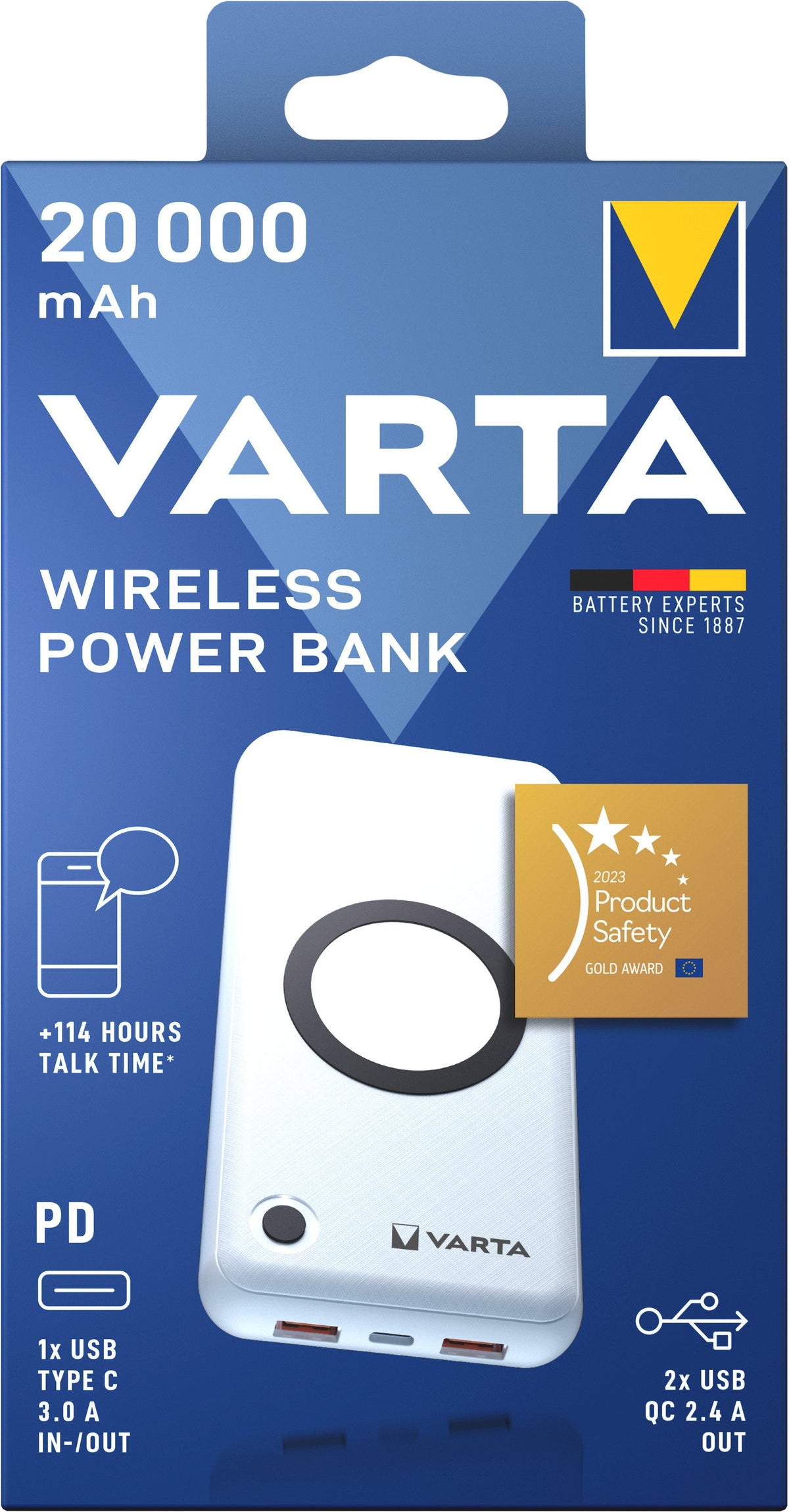 EAN 4008496056101 - Varta 57909 101 111 batería externa Polímero de litio 20000 mAh Cargador inalámbrico Blanco imagen 5