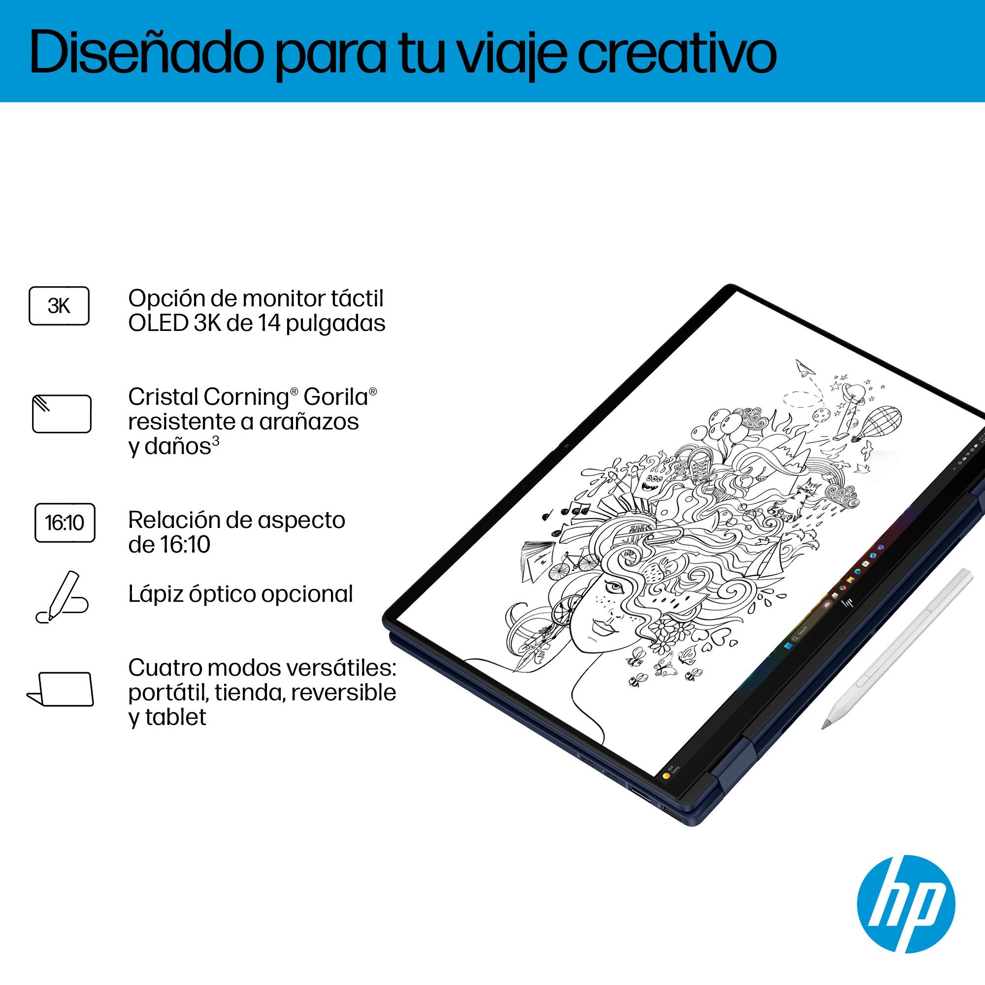 Portátil Hp Omnibook X 14-Fm0009ns U7-258v-Evo 32gb 1tb 16" W11h Blue