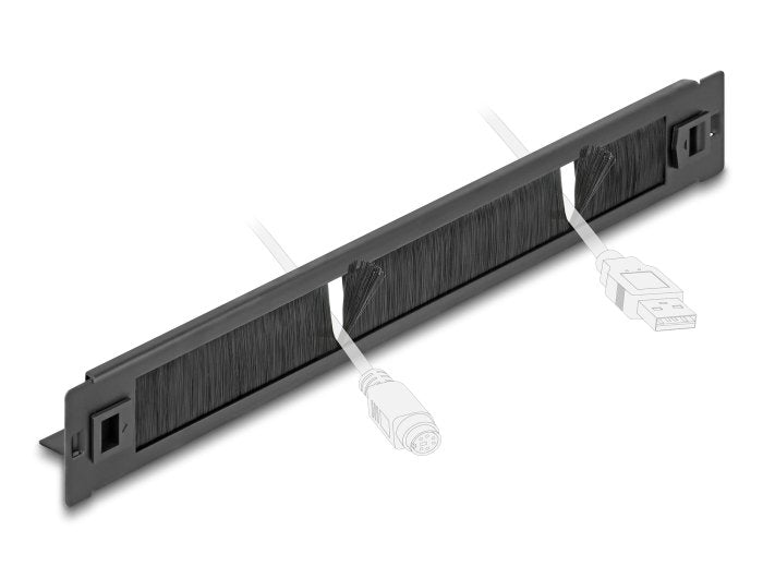 Delock 66552 Tira De Cepillo De 19" Con Soporte De Cable Sin Herramientas 1u Negro