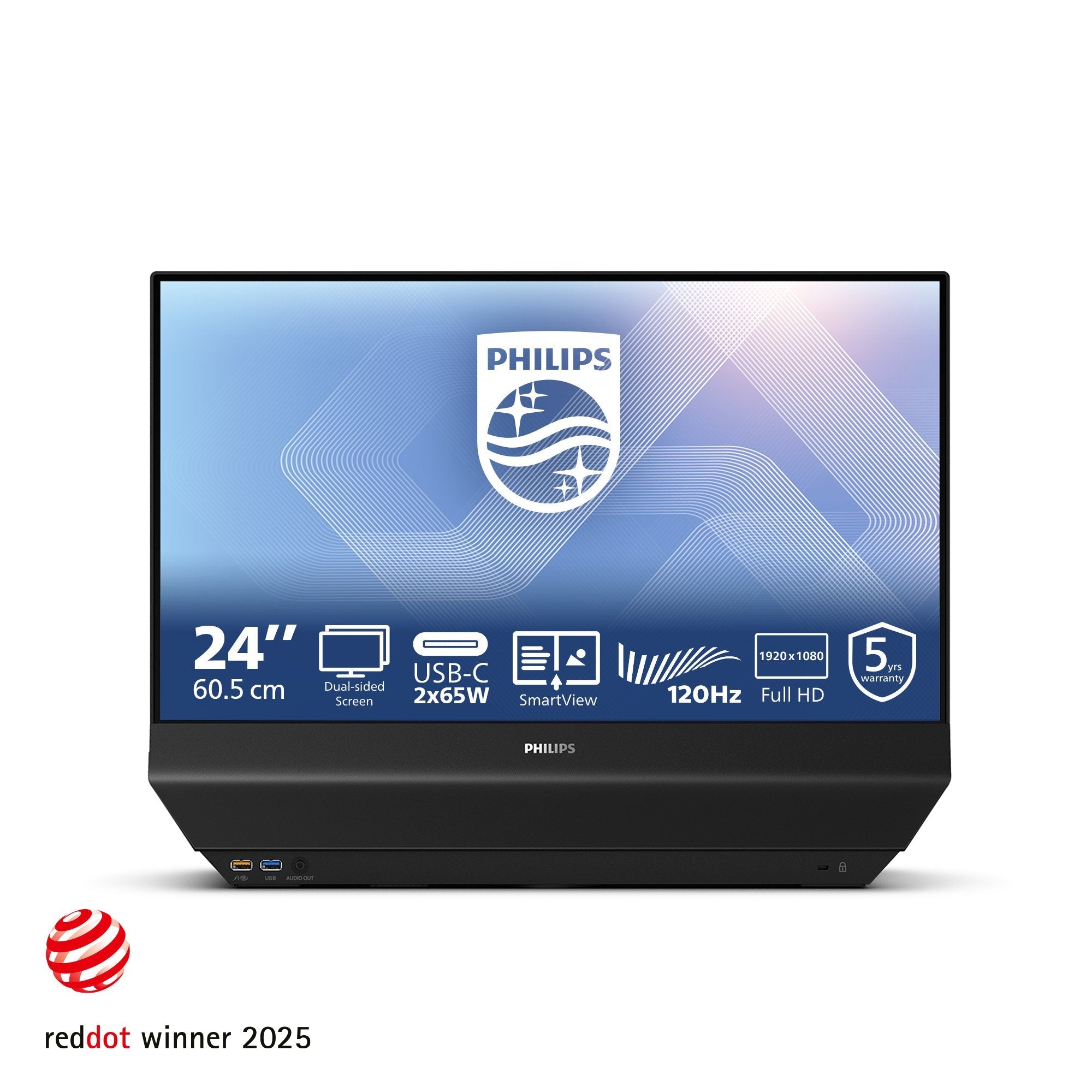 Monitor  Philips 24b2d5300 Led 24" (23.8" Visible) 1920 X 1080 Full Hd (1080p) @ 120 Hz Ips 1500:1 2xhdmi 2xusb-C Altavoces Negro